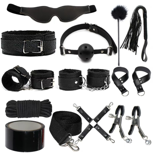 VIP52 12Pcs Bondage Restraints Kit for Couples (Black)